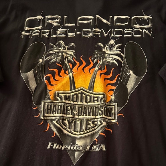 Harley-Davidson Black Short Sleeve Tee with Brown and Gold Eagle Graphic - Picture 3 of 4